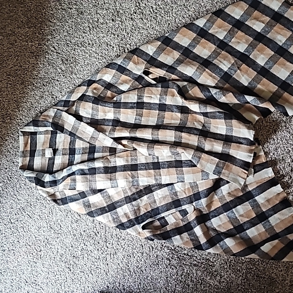 Womens plaid black cream tan poncho, a new day, OSFM